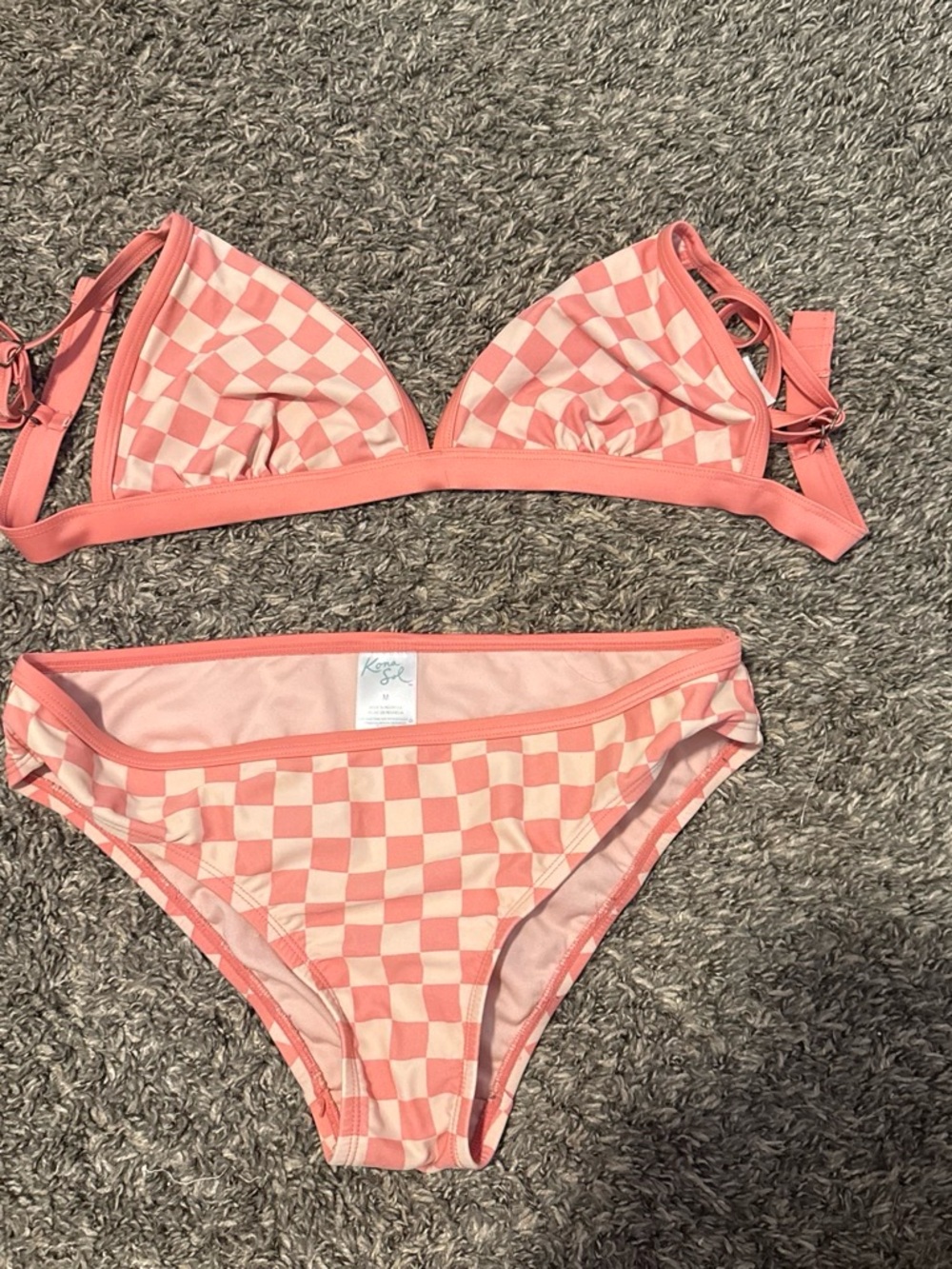 Pink Checkerboard Bikini Set
